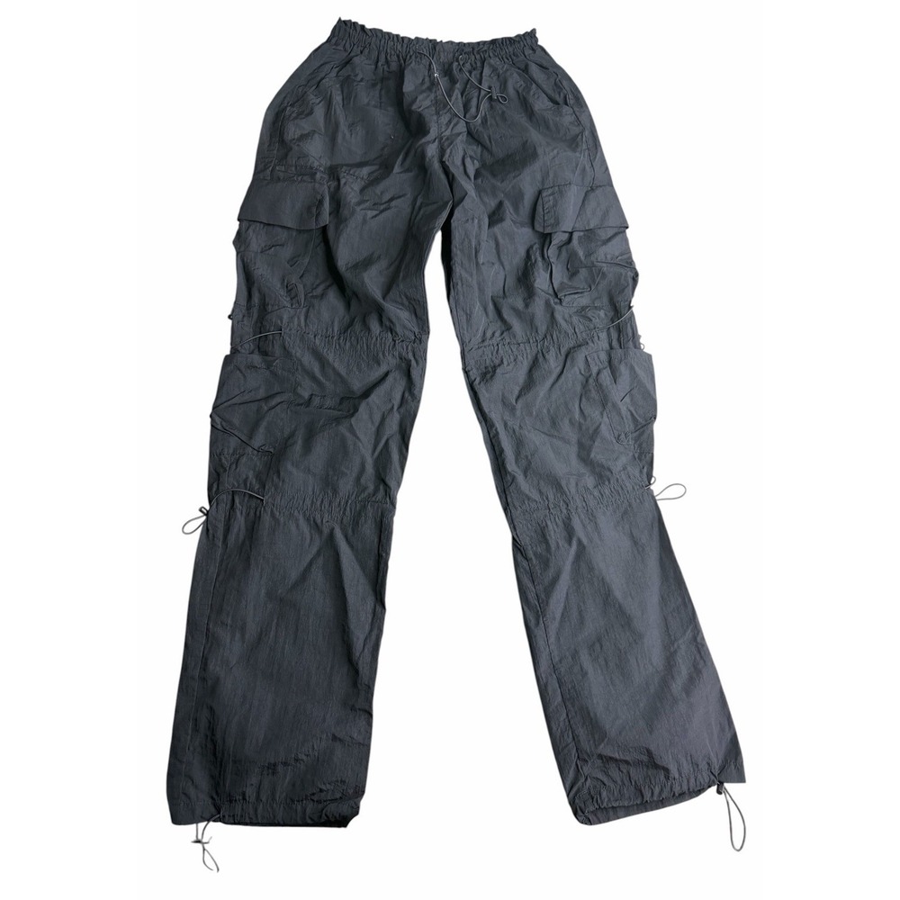 Garage Black High Rise Nylon Lightweight Cargo Parachute Pants Women XS‎ - 24x33